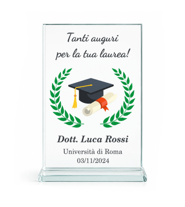 Regalo Laurea: Trofeo in Vetro Personalizzabile