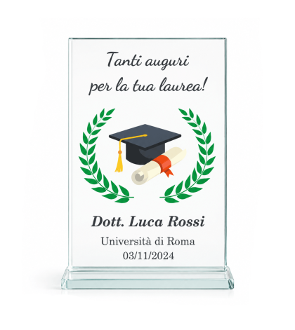 Regalo Laurea: Trofeo in Vetro Personalizzabile