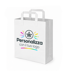 Shopper in carta con maniglia piatta personalizzate | Stampa logo 2
