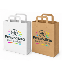 Shopper in carta con maniglia piatta personalizzate | Stampa logo